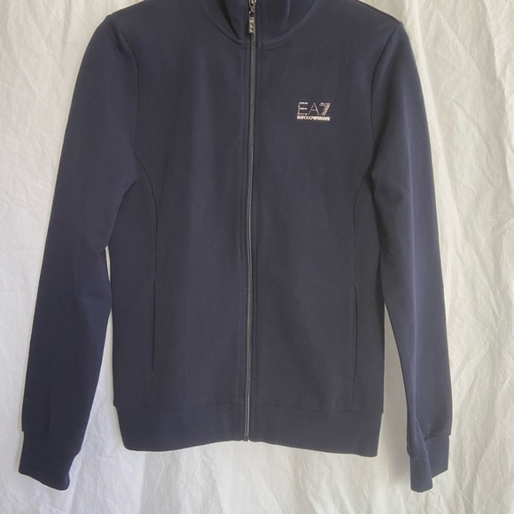 Emporio Armani EA7 Sweatshirt Hoodie Man Blue Size Medium - Picture 3 of 16